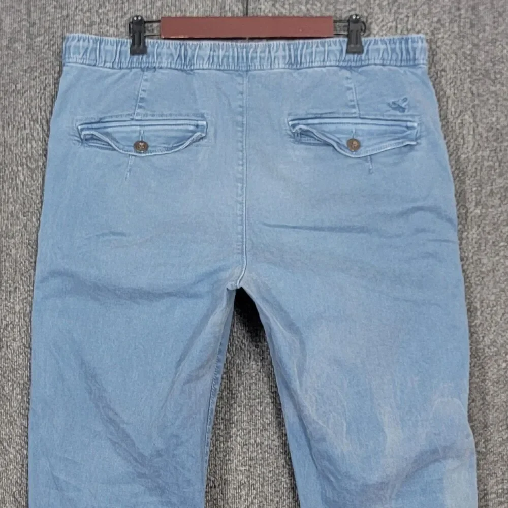 American Eagle Jogger Pants Mens LT Blue Light Wash Active Flex 37x30